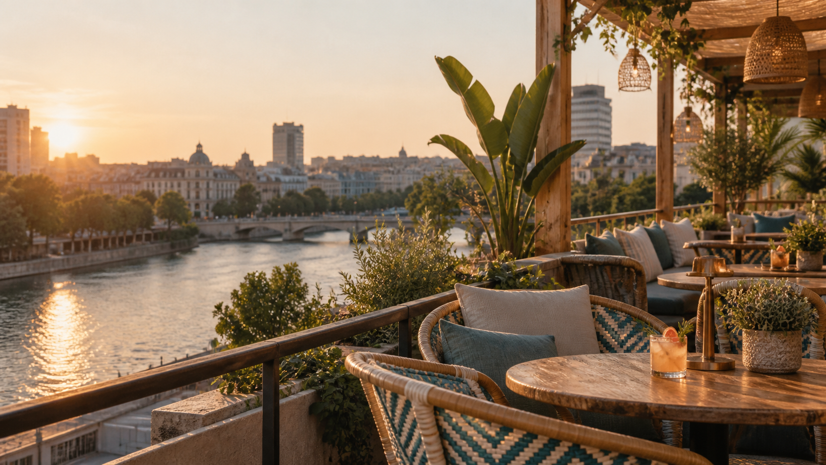 Sunset over the Dâmbovița from the Naked terrace